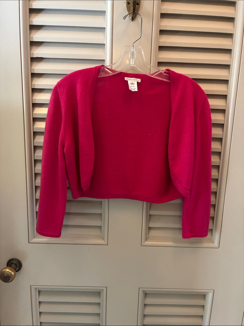 Oscar de la Renta Bright Fuchsia Crop Sweater